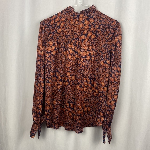 Anthropologie See U Soon Orange Navy Blue Splotch Animal Print Blouse - Size S - Picture 12 of 12